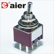 Вкл/Выкл на DPDT Миниатюрный переключатель короткая ручка M6X0.75 3A 250VAC 6A 125VAC 6 Pin в красного цвета гитарная педаль 6 мм переключатели