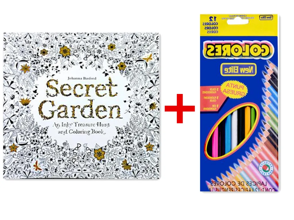 

12 Color Pencils+Secret Garden Relieve Stress For Adult Painting Drawing Book Animal Kingdom Coloring drawing Action Figure toy
