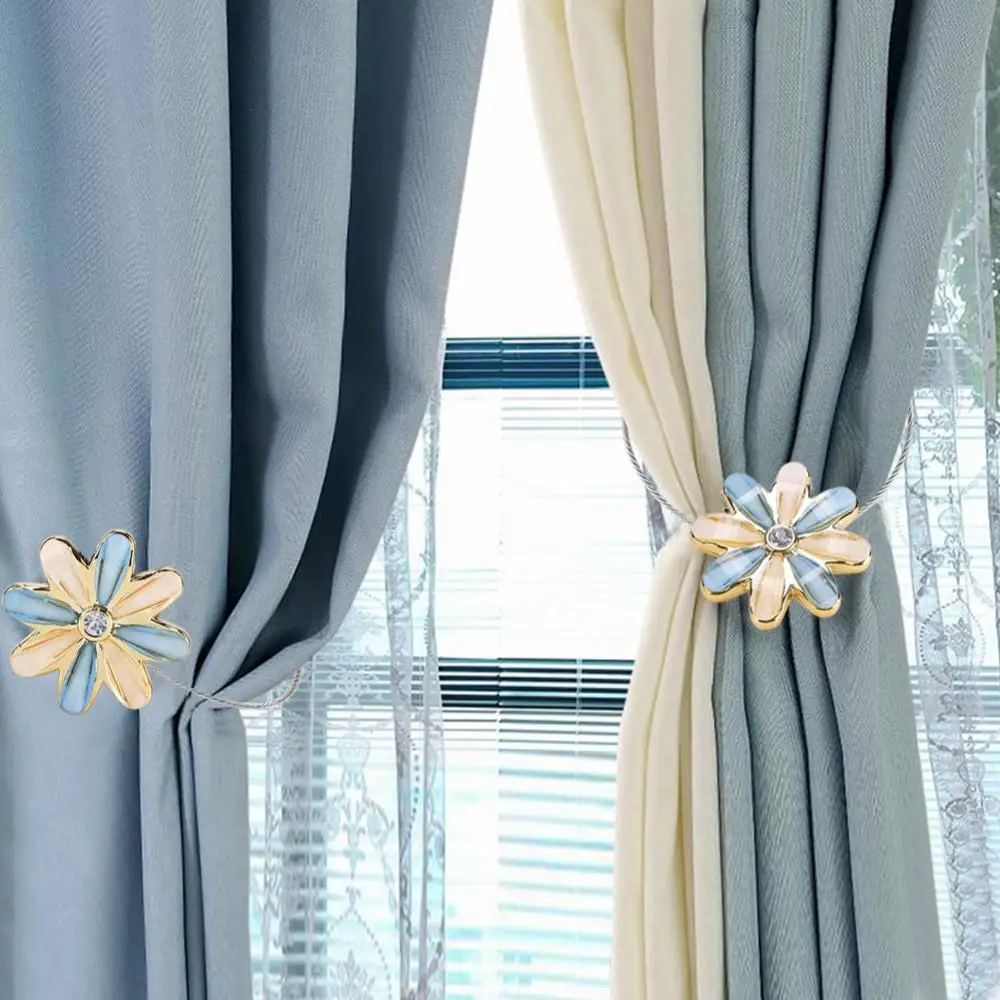 Crystal Curtain Clips Flower Shape Curtains Buckle Tie Belt