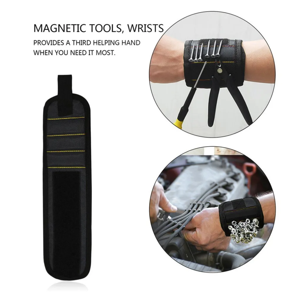 Pulsera magnética con imanes fuertes para sujetar tornillos, herramienta de muñeca para electricista