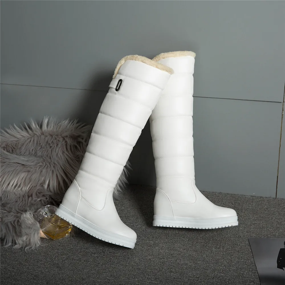 ASUMER/горячая распродажа; зимние сапоги; женские удобные теплые зимние сапоги; сапоги до колена на платформе с круглым носком; женская обувь; большие размеры