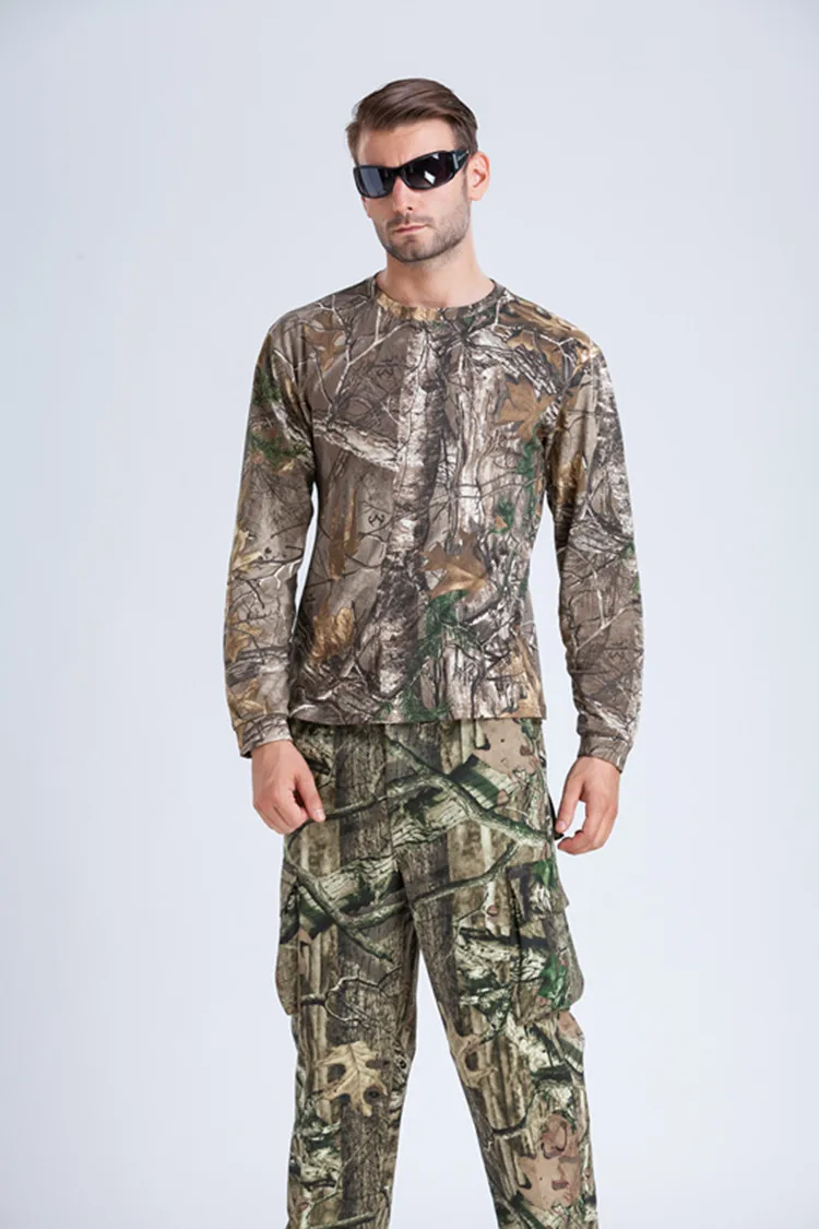 Reed Camo Pattern Duck Hunting T shirt Long Sleeve Reed Camouflage Shirt Clothes Free Shipping