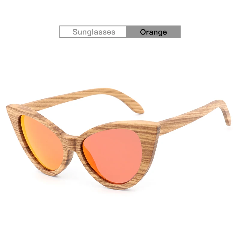 Дизайн бамбуковые деревянные солнцезащитные очки ручной работы Зебра Дерево Мода бабочка женские солнцезащитные очки - Цвет линз: Orange