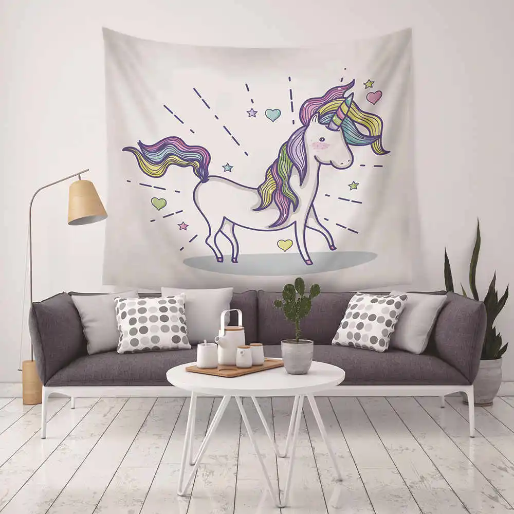 Home Furnishing Cartoon Unicorn Mandala Tapestry Wall Hanging Beach Picnic Throw Rug Blanket Camping Tent Travel Sleeping Pad