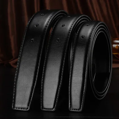 Black Belt 3.8cm Черные высококлассные мужские ремни без пряжки из натуральной кожи класса люкс 2,4-3,8 см ширина модный ремень из воловьей кожи высокого уровня мягкий брендовый ремень - Цвет: Black Belt 3.8cm