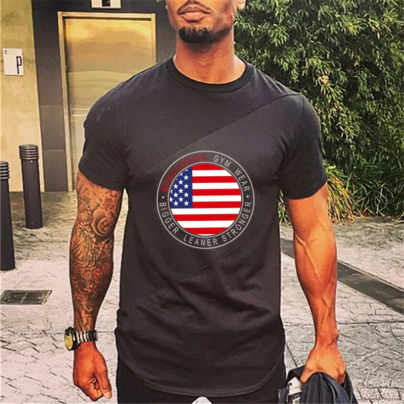 

Mens Running Sport T shirt Gym Clothing Fitness Workout Training Short Sleeve T-shirts Male Jogging Tees Tops Brand Tshirt homme