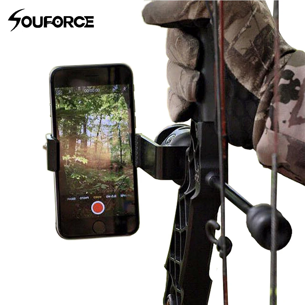 

Smartphone Camera Bow Mount Phone Holder on Recurve and Compound Bow Accessory Practice and Hunting