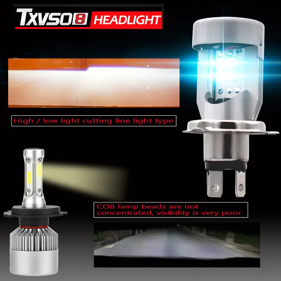 TXVSO8 2 шт. h4 led Автомобильный головной светильник Лампа 6000K bombilla CSP Y19 чипы luces led para auto 7200LM 50 Вт ampolletas авто светильник противотуманная фара