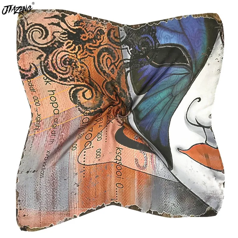 

Multifuncional Chinese Opera High quality Silk Scarf Luxury Head Wrap 70*70cm New Print Bandana Office Lady Neck Tie Scarf HOT