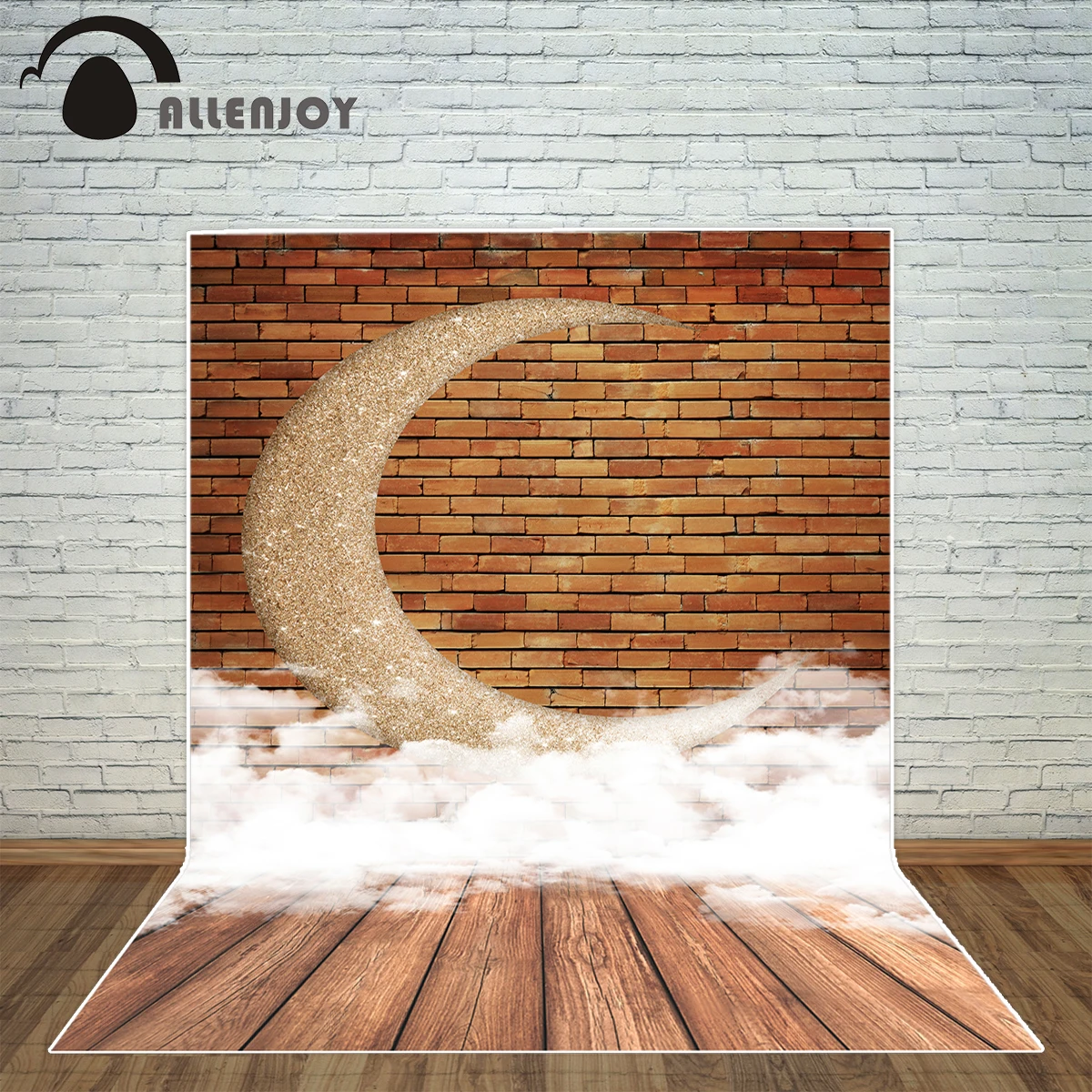 Allenjoy photography backdrop vintage Brick wall Golden moon cloud Wood background photo studio new design camera fotografica |