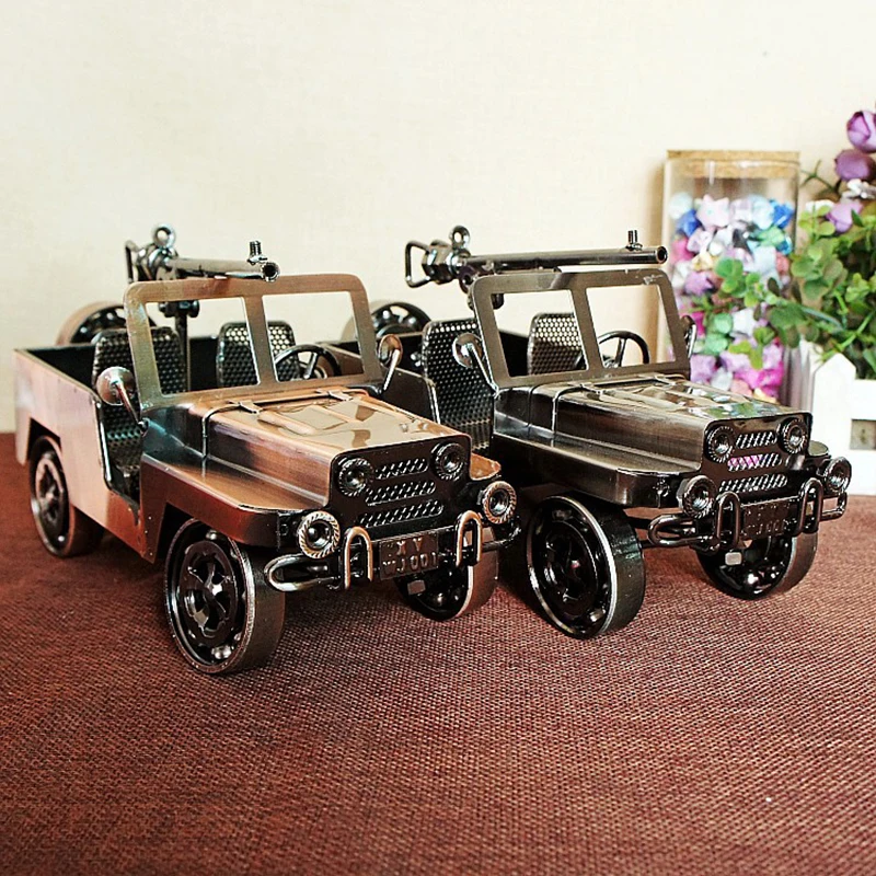 Литая Игрушечная модель автомобиля винтажный металлический Военный джип