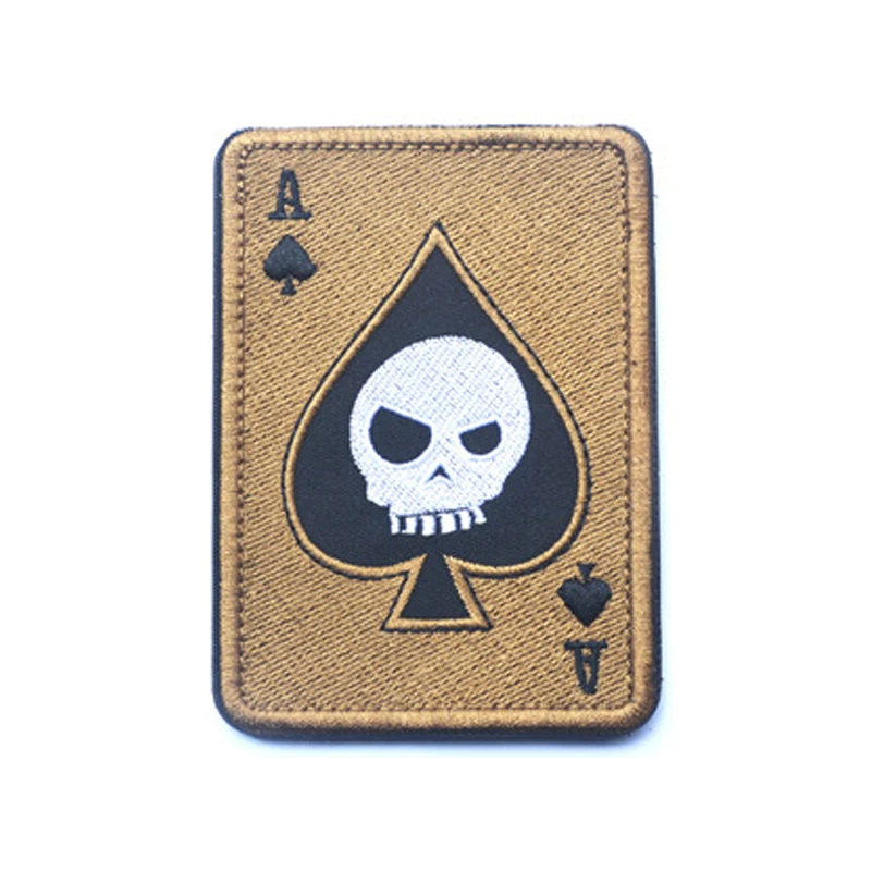 3D нашивка в виде карты смерти для покера, вышивка, прямоугольные нашивки в духе, тактические Аппликации, эмблема, значки на крючке и петле, нашивки для вышивки - Цвет: 3