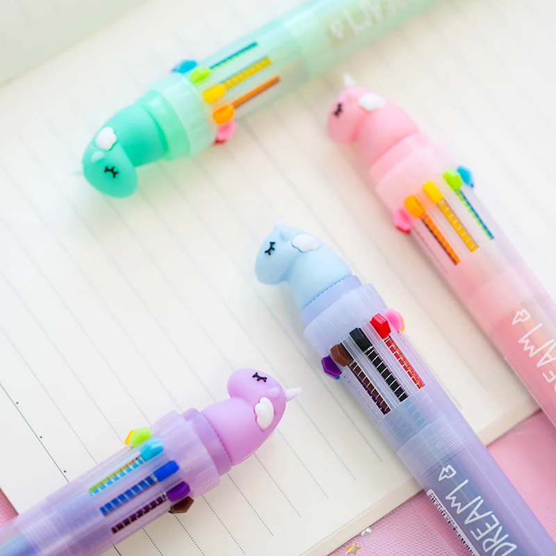 

Unicorn Song Press Color Ballpoint Pen Student Cartoon Signature Pen Creative Stationery Multicolor Kawaii Horse Kids Stationary