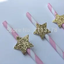 Индивидуальная блестящая бумага соломинки с золотыми звездами свадьба, помолвка, день рождения, детский душ, соломинки для чайной вечеринки