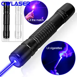 CWLASER 450nm фокусируемая Синяя лазерная указка + защитные очки высокой мощности Синяя горящая Лазерная мощная лазерная указка