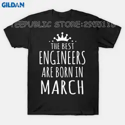 Индивидуальные футболки Для женщин короткие Лучший инженер рождаются в марте Для женщин Забавный О-образным вырезом футболка с короткими