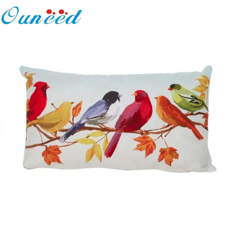 

Ouneed 30*50 cm Decorative Colorful Bird Printed Throw Pillow Case for Home funda almohada #25 2017 1pc Drop
