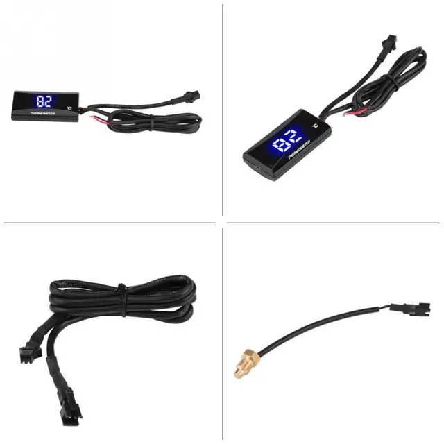 12V Motorcycle Digital Water Oil Thermometer Instrument Water Temperature Meter LED Display Gauge Blue Light