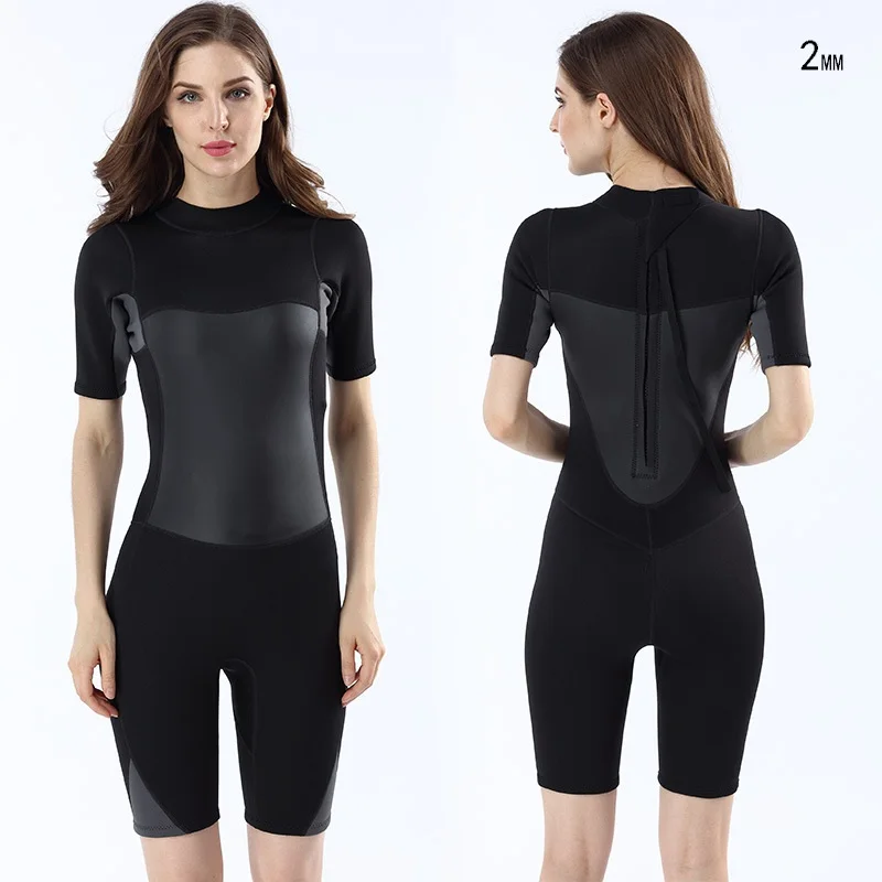 

2mm Women One Piece Scuba Diving Suit Swimwear Wetsuit Swimsuit Short Sleeves