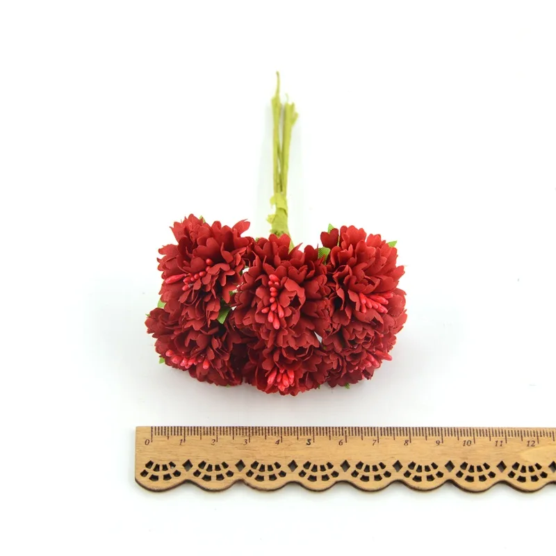 6pcs/lot Mini Artificial Silk Rose Flower Bouquet For Wedding Home Decoration DIY Handmade Crafts Accessories Fake Flowers