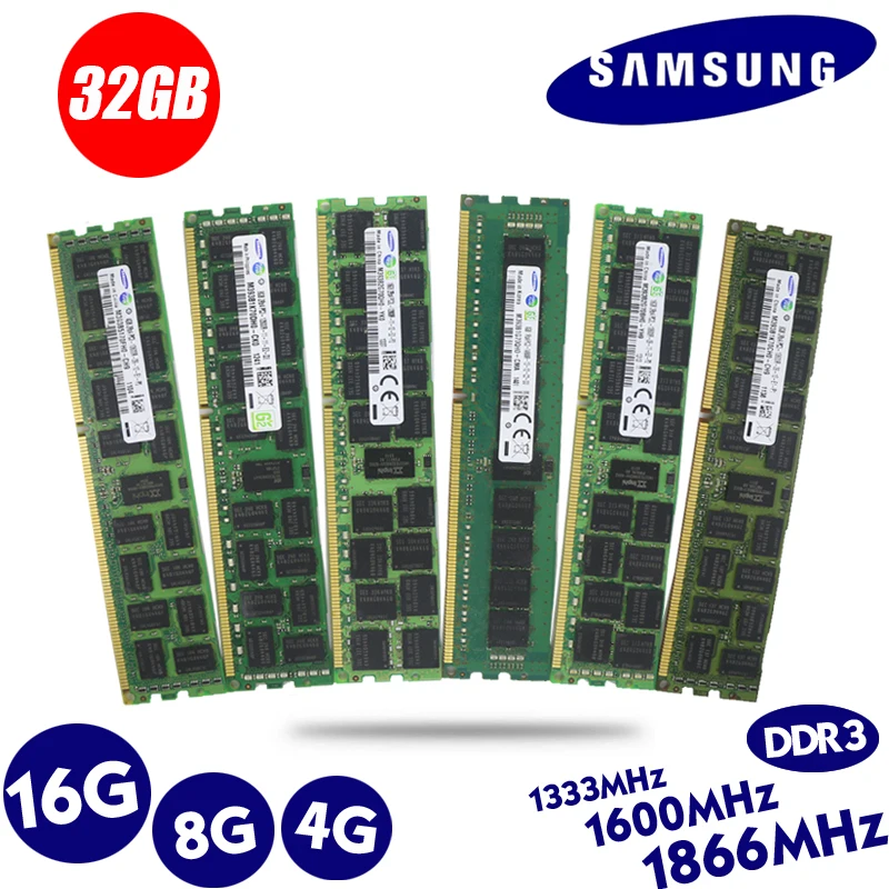 

Samsung Server memory 4GB 8GB 16GB 32GB DDR3 PC3 1066Mhz 1333Mhz 1600Mhz 1866Mhz 8G 16G 32g X79 X58 LGA2011 HUANANZHI