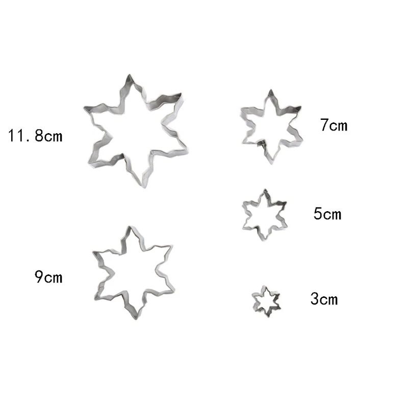 5 шт./компл. из нержавеющей стали в форме снежинок Десерт Формы для печенья и бисквитов 3D резак для поделок помадка формы выпечки украшения инструменты