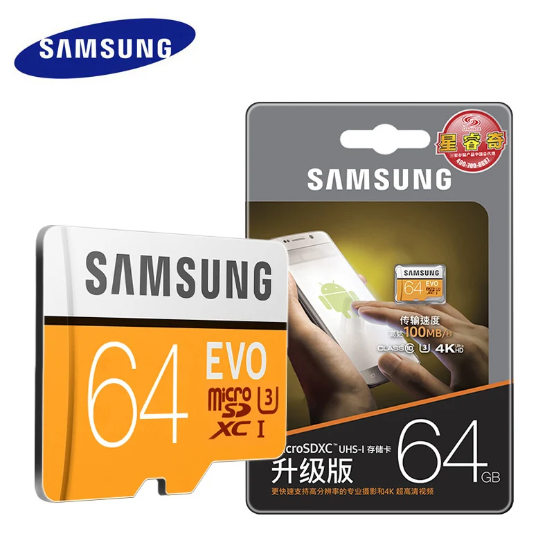 Карта памяти Micro SD SAMSUNG 32 Гб 64 Гб MicroSD карты SDHC SDXC Max 95 м/с EVO 32 Гб 64 Гб C10 TF Транс Флэш карта Micro 128 ГБ - Емкость: 64 ГБ