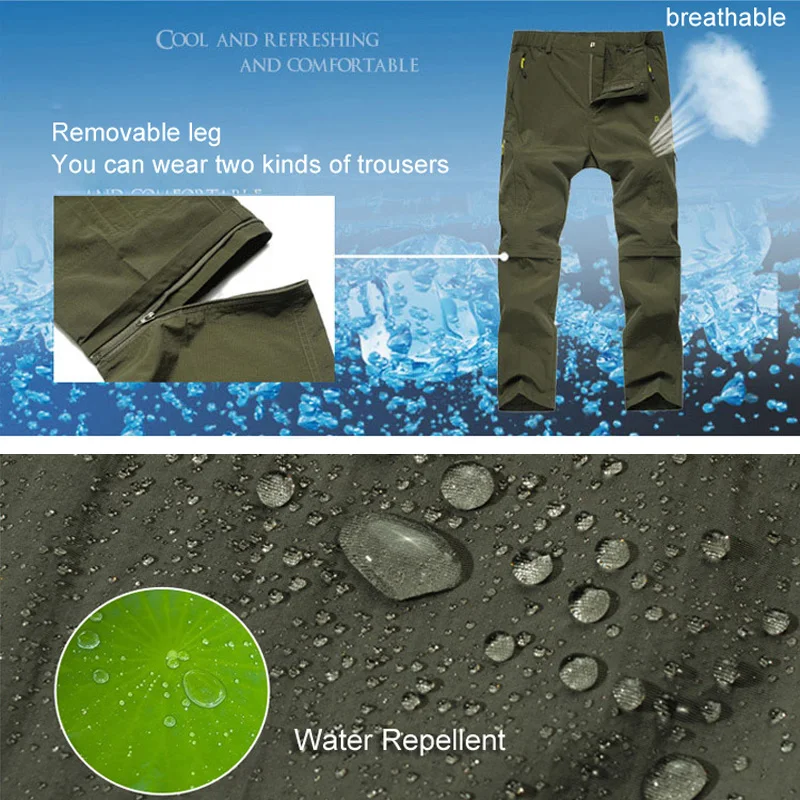De Nylon extraíble impermeable senderismo pantalones de las mujeres/los hombres de secado rápido pantalones de montaña/Camping/Trekking pantalones al aire libre de deportes pantalones cortos AW003