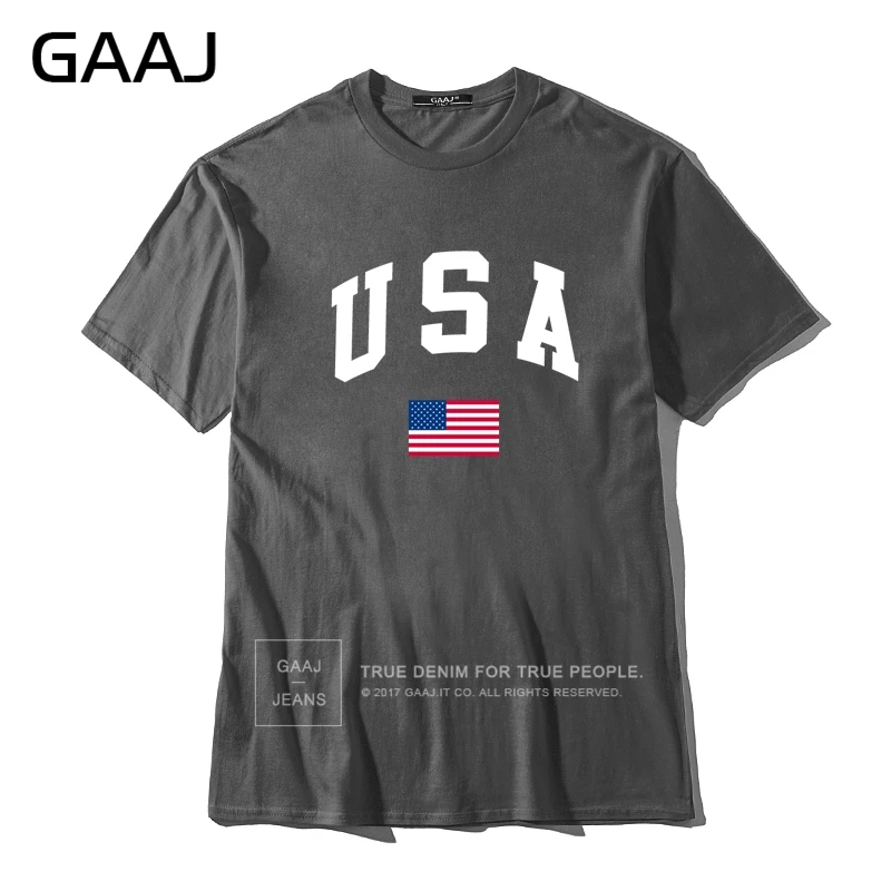 GAAJ, США, американский флаг, Мужская футболка, топ, высокое качество, футболки для мужчин, 3XL, футболка, принт, Homme, брендовая одежда, повседневная Уличная одежда - Цвет: Dark Grey