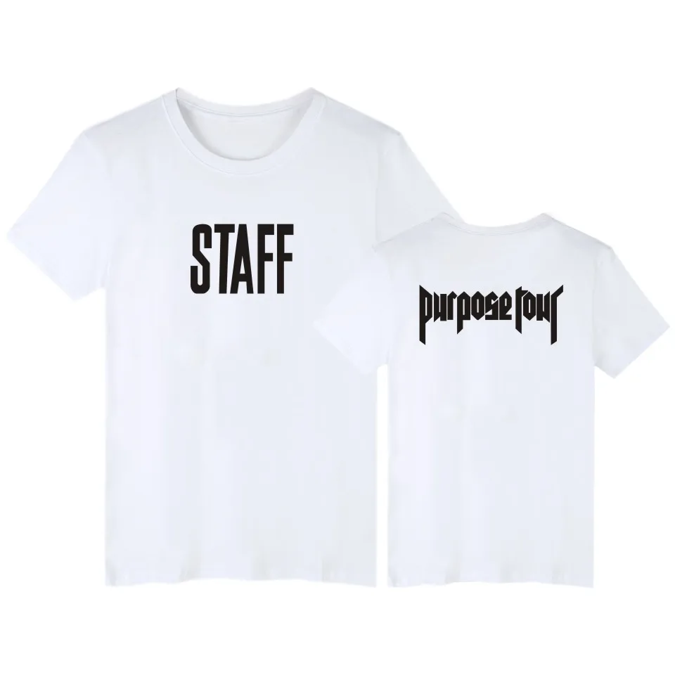 Новый 2017 Джастин Бибер Purpose Tour футболки летняя хлопковая Футболка Для мужчин