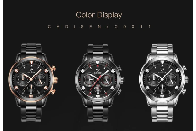 Cadisen Элитный бренд Бизнес Часы мужской Повседневное кварцевые часы Классические Нержавеющая сталь Для мужчин наручные часы Relogio masculino