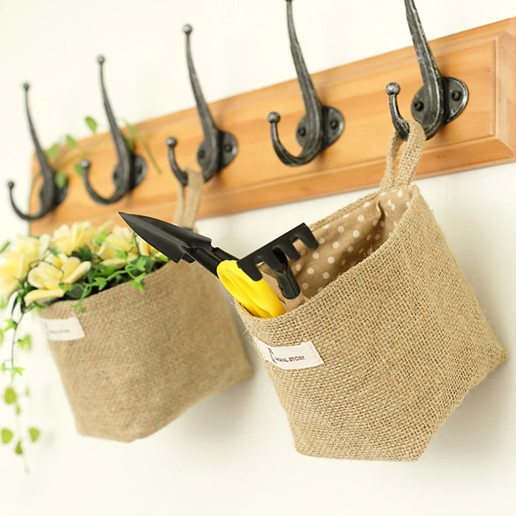 

Hot Living Room Storage Sack Cloth bags Hanging Grocery cloth flowerpot Housing Basket 14 cm*12.5cm