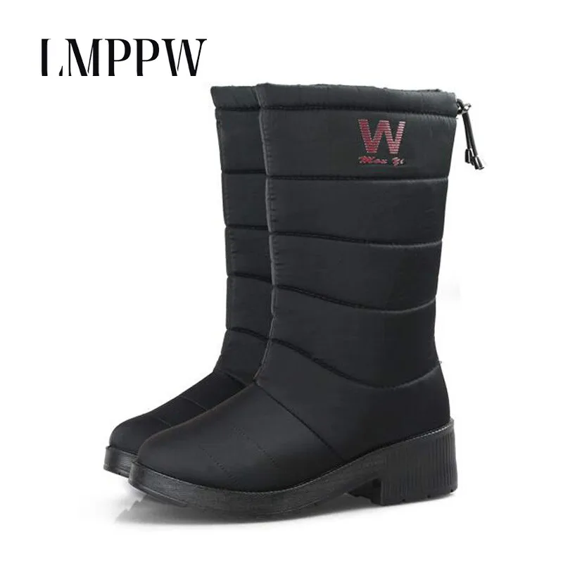

2018 New Winter Women Snow Boots, Plush Super Keep Warm Women's Mid-calf Boots, Fashion Leather Women Boots Waterproof Non-slip