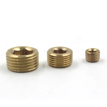 

2Pcs Hex Head Socket 1/8" 1/4'' 3/8" 1/2" PT Male Thread Dia Pipe Plug Fitting Gold Tone