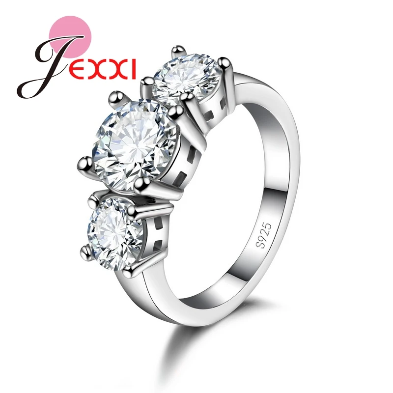 JEXXI Big Promotions Colorful Cubic Zircon Women Party Rings Fashion Jewerly S90 Silver Engagement Accessories