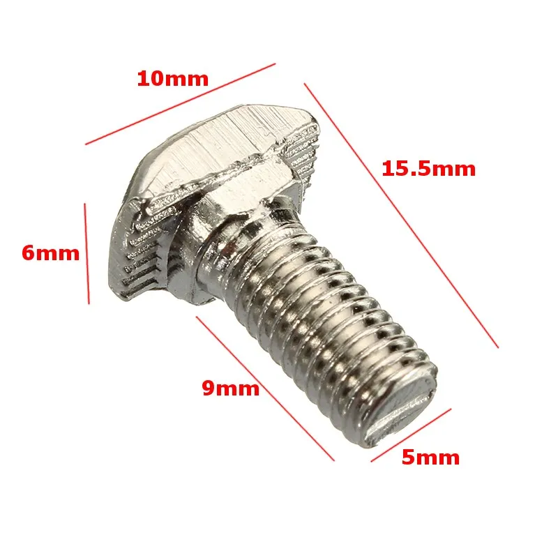 SULEVE New 10Pcs/Set M5T20 M5 20 Carbon Steel T Bolt Screws for