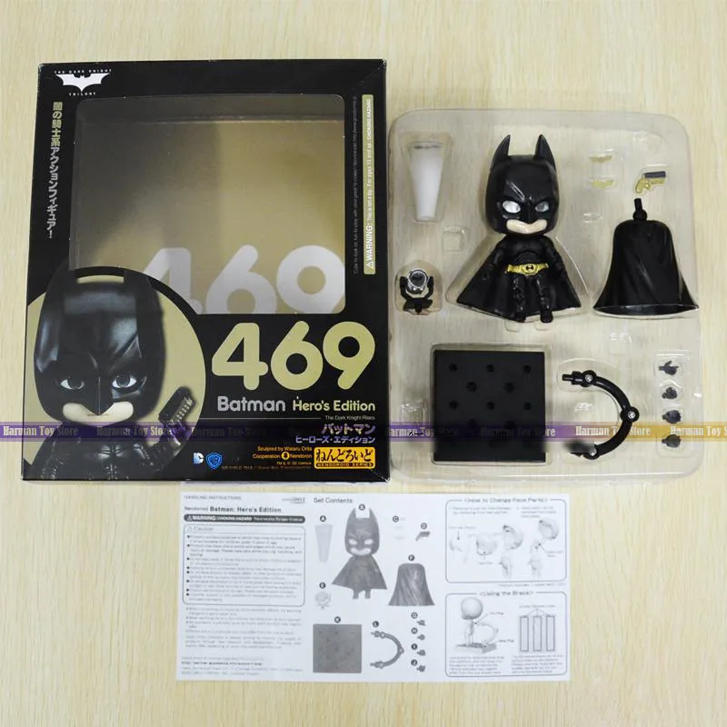 

10cm Japanese anime figure Nendoroid The Dark Knight Batman Hero Edition 469 Toy PVC Figure Model Gift