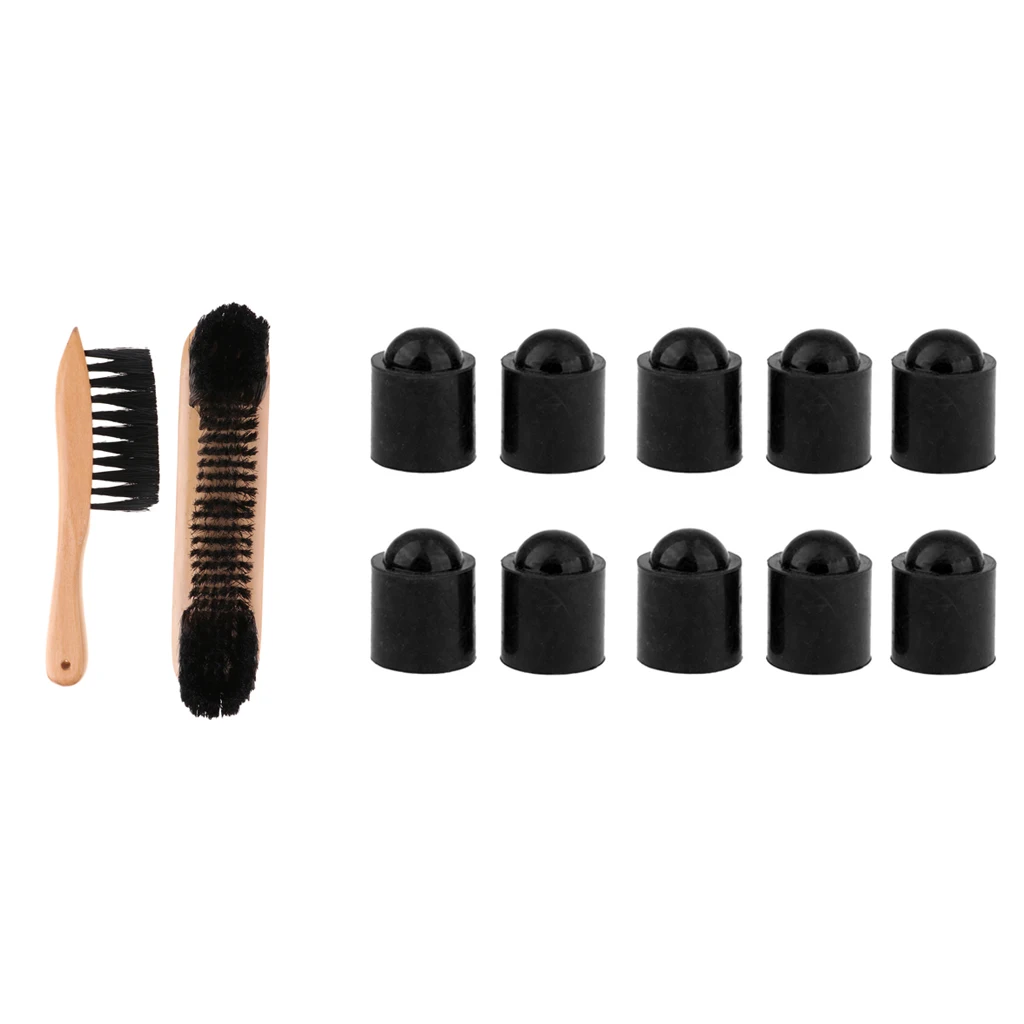 10pcs Durable Pool Cue Tip Cover Protector Guard for British Billiard Snooker Sticks with Billiard Table Brush Cleaner