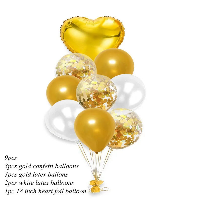 gold series 1 упаковка 12 дюймов латексные разноцветные воздушные шары с конфетти надувной шар Гелиевый шар для дня рождения свадебные принадлежности - Цвет: gold series