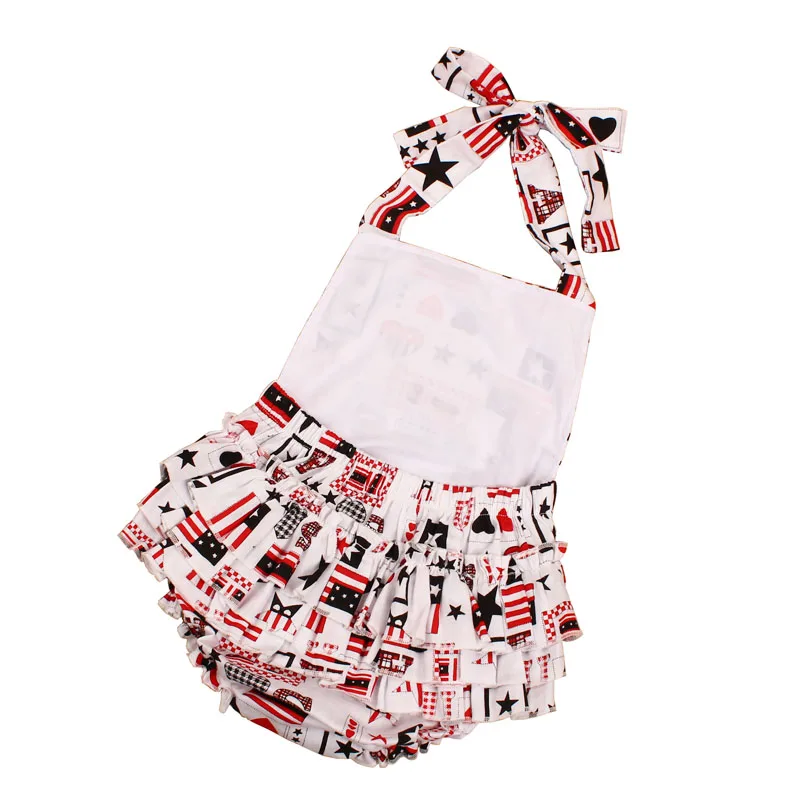 Cute Baby Girls Ruffled Cotton Rompers and Headband Set Lipstick Sleeveless Romper Little Girl Summer Clothes Baby Beach Set (3)