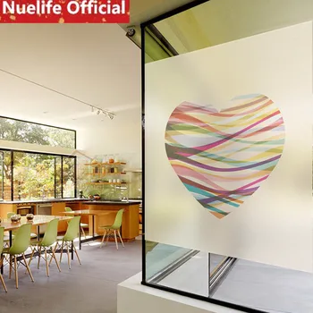 

60x100cm Color stripe love pattern window film sitting room bathroom living room kitchen balcony opaque frosted glass film N4