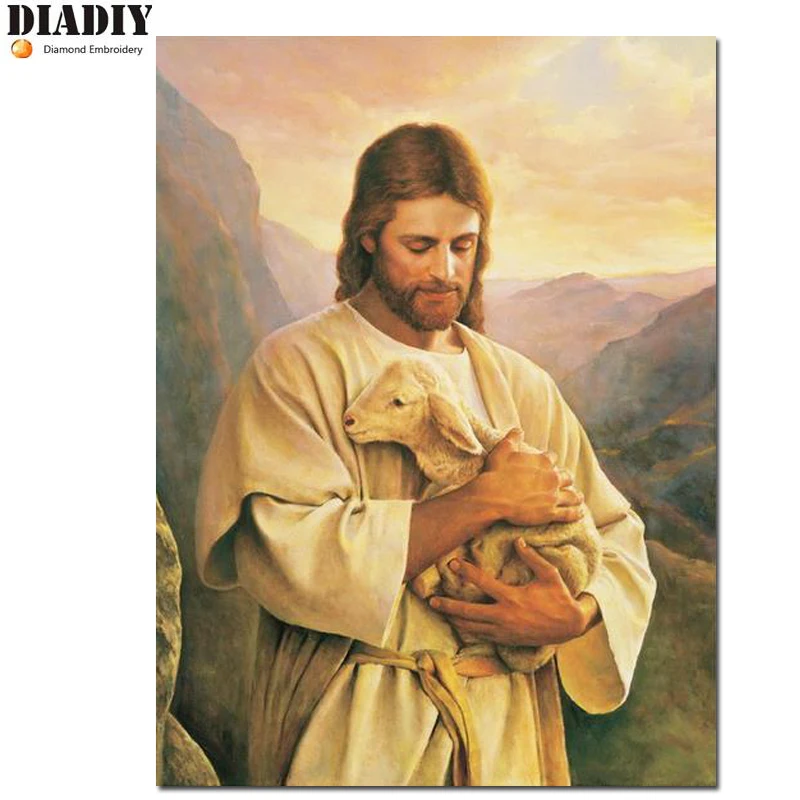 

5D DIY Diamond Painting Religion Jesus Sheep Full Square&round Rhinestone Sets Diamond Embroidery Cross-Stitch home decor