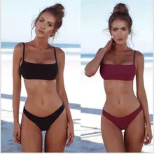 

Sales New Sexy Summer Women Solid Bikini Set Push-up UnPadded Bra Swimsuit Swimwear Triangle Bather Suit Swimming Suit Biquini