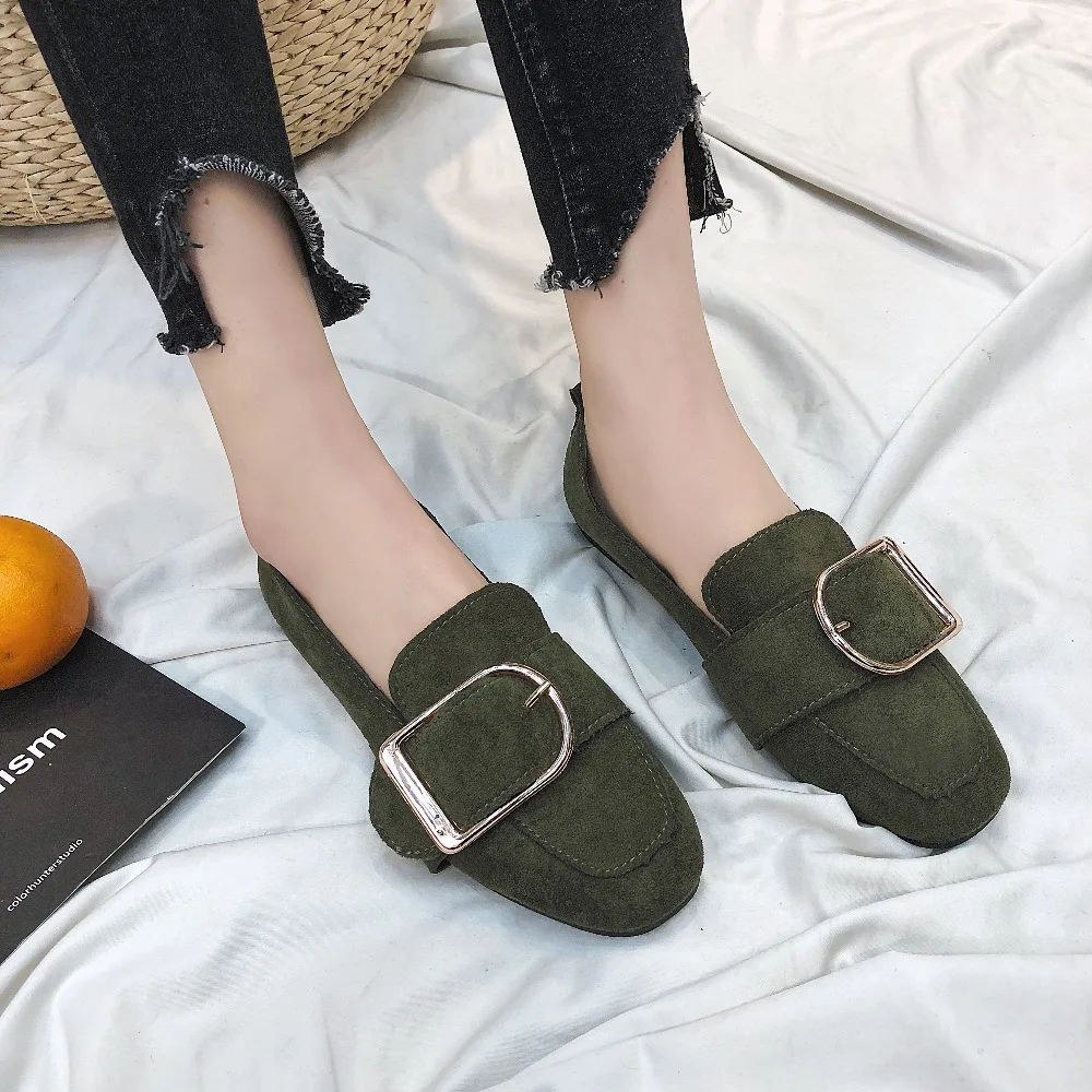 

Women Flats Shoes Fashion Woman Loafers Summer Suede Leather Belt Buckle Flat Casual Slip on Comfortable Shoes Zapatos Mujer