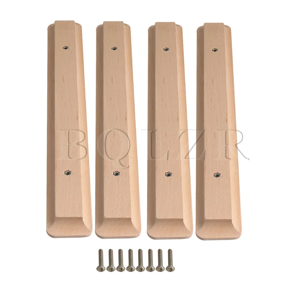 

4x BQLZR 192mm Hole Distance Home Accessory Simple Unpainted Wooden Cabinet Hardware Pull Handle for Cabinet Drawer Cupboard