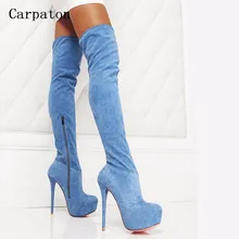 2017 New Women Suede Slim Sexy Fashion Over-the-Knee Boots Sexy Thin High Heel Boots Platform Woman Thigh High Boots Shoes