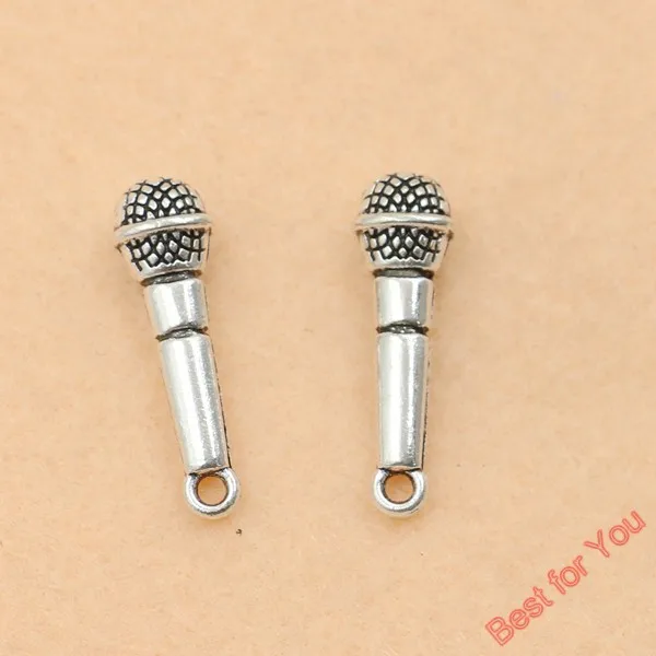 

10pcs Antique Silver Tone Sweet Microphone Charms Pendants Jewelry Diy Jewelry Findings 27x7mm
