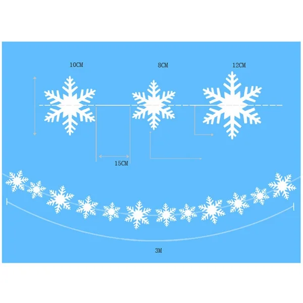 Замороженные вечерние бумажные гирлянды в форме снежинок, 3 метра, рождественское свадебное украшение, Новогоднее украшение - Цвет: 3m