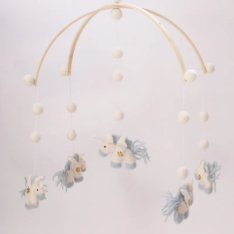 Скандинавские деревянные фетровые колокольчики для маленьких девочек, мобильный декор, подвесная вешалка, художественная Мобильная детская люстра, реквизит для фотосессии