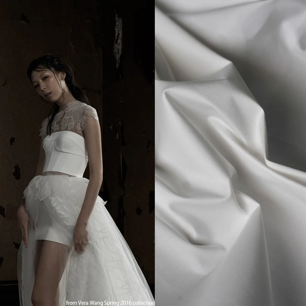 Качественная плотная сатиновая ткань алгондон для вечернего платья, эластичная белая хлопковая ткань